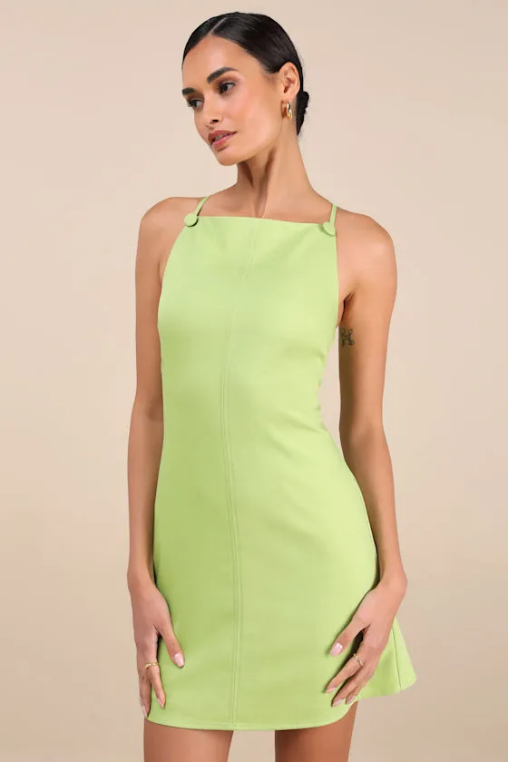 Chic Ease Lime Green Sleeveless Mini Dress sold by Lulus