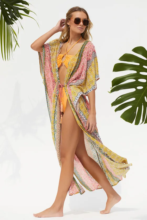 Sweetly Seaside Lime Green Multi Paisley Print Swim Cover-Up sold by Lulus product image thumbnail 3