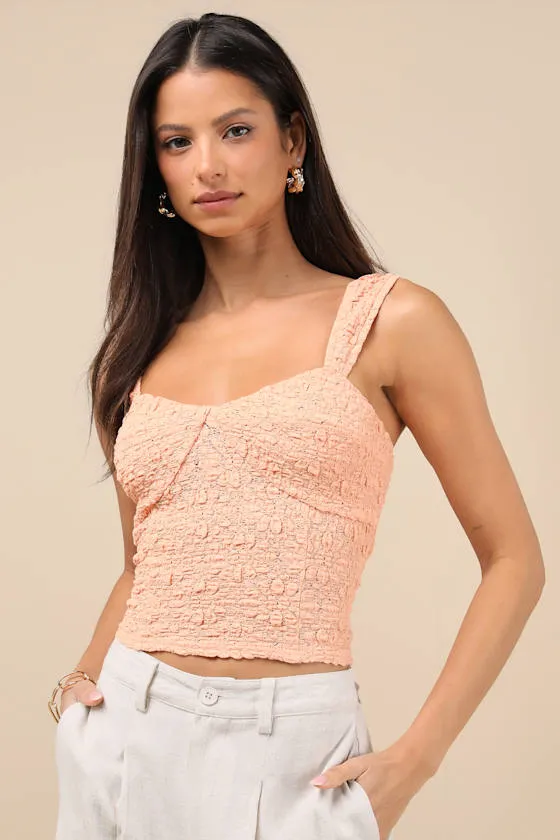 Wilda Peach Jacquard Knit Sleeveless Top sold by Lulus