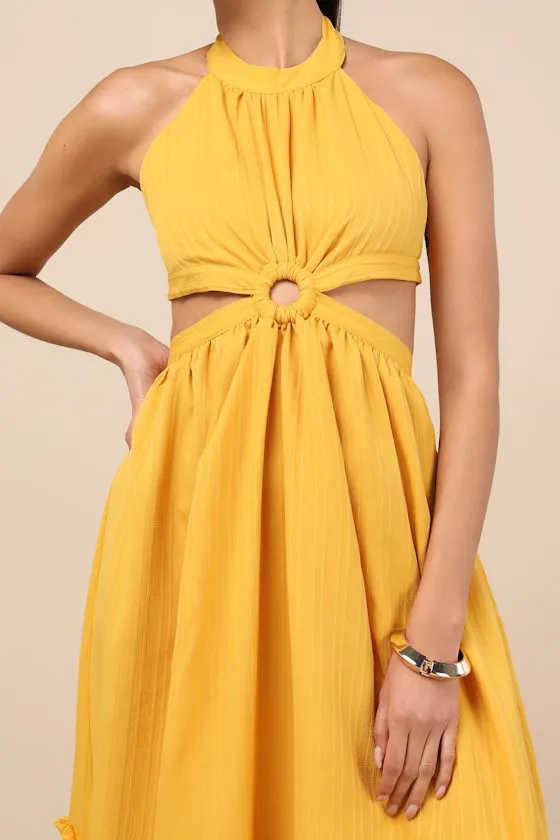 Island Vacay Marigold Yellow Tie-Back Maxi Dress sold by Lulus product image thumbnail 4