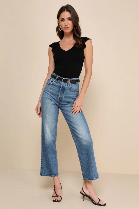 Have You Crushin' Black Flutter Sleeve Top sold by Lulus product image thumbnail 2