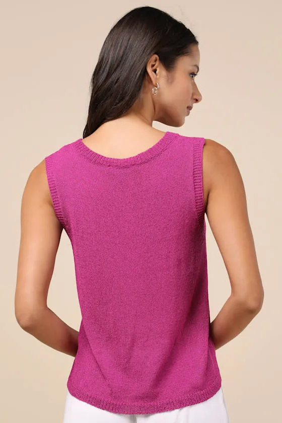 Clean Aesthetic Magenta Sweater Knit Tank Top sold by Lulus product image thumbnail 2