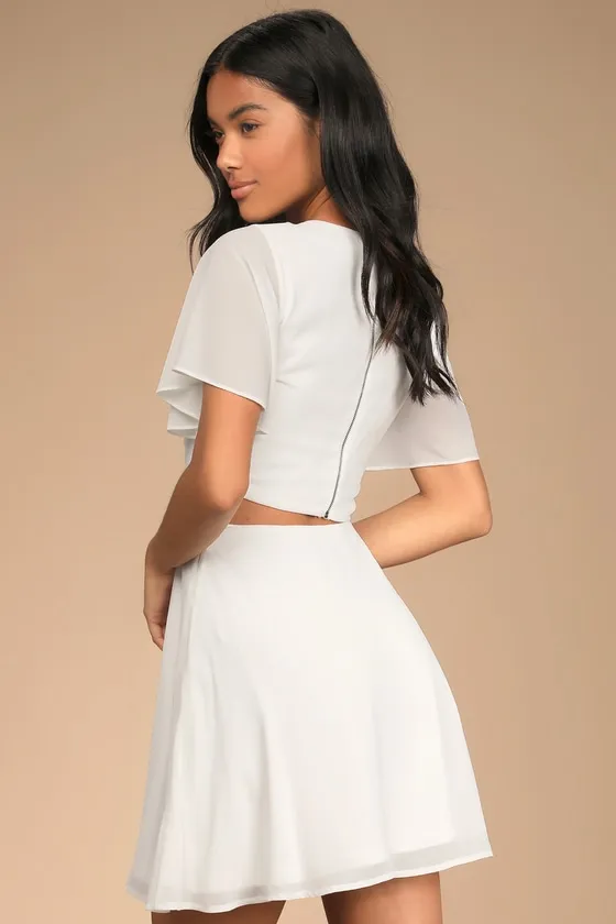 Blissful Love Ivory Cutout Mini Skater Dress sold by Lulus product image thumbnail 3