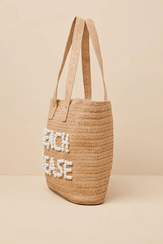 Beach Please Beige Raffia Pearl Tote Bag sold by Lulus product image thumbnail 4