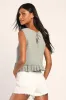 Flouncin' Around Dusty Sage Cropped Ruffled Sweater Tank sold by Lulus