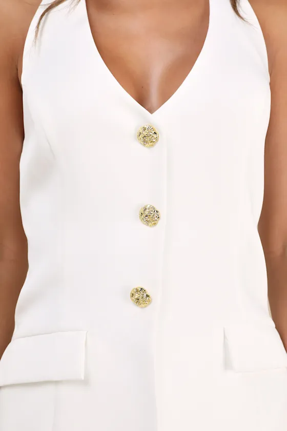 Lochlyn White Halter Vest Mini Dress sold by Lulus product image thumbnail 4