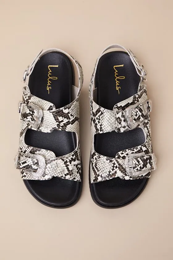 Irati Natural Snake Western Buckle Slingback Sandals sold by Lulus product image thumbnail 4