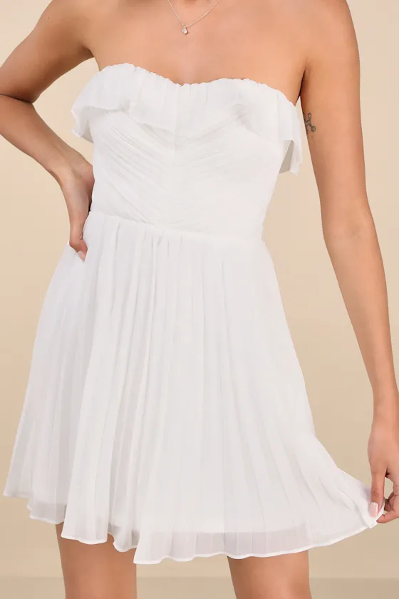 Always Remarkable White Pleated Mini Dress sold by Lulus product image thumbnail 4