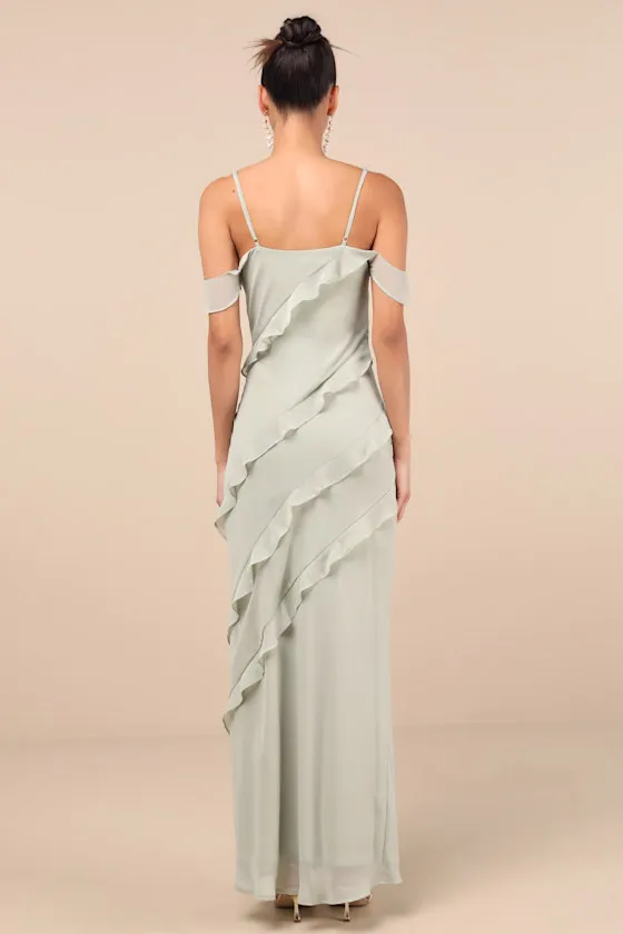 Elara Light Sage Ruffled Maxi Dress sold by Lulus product image thumbnail 2