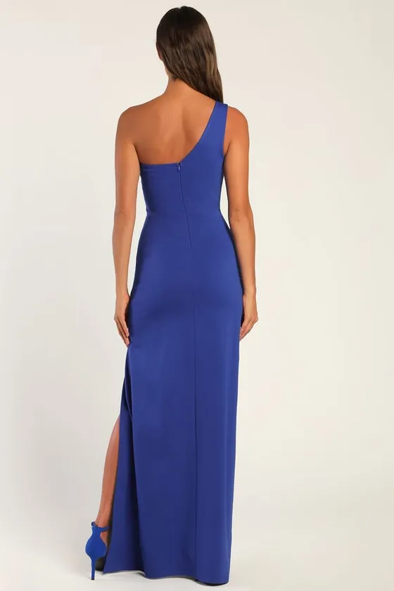 Good Times Only Royal Blue One-Shoulder Maxi Dress sold by Lulus product image thumbnail 4