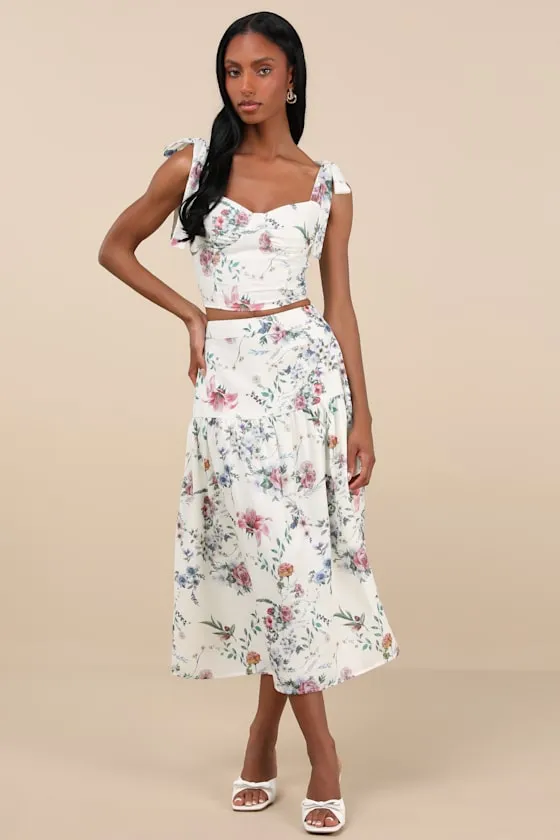 Beautifully Chic White Floral Tie-Strap Bustier Top sold by Lulus product image thumbnail 3