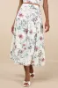 Beautifully Chic White Floral Drop Waist Midi Skirt sold by Lulus