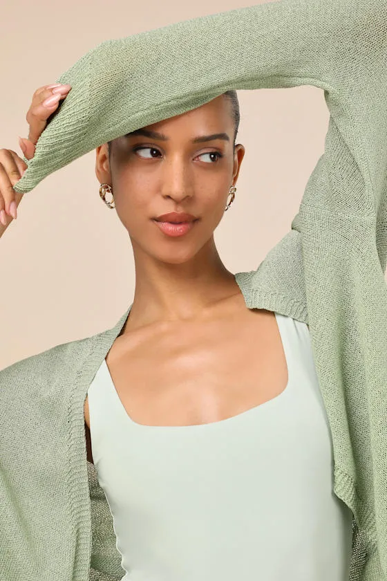 Maliha Sage Green Knit Cardigan Sweater sold by Lulus product image thumbnail 3