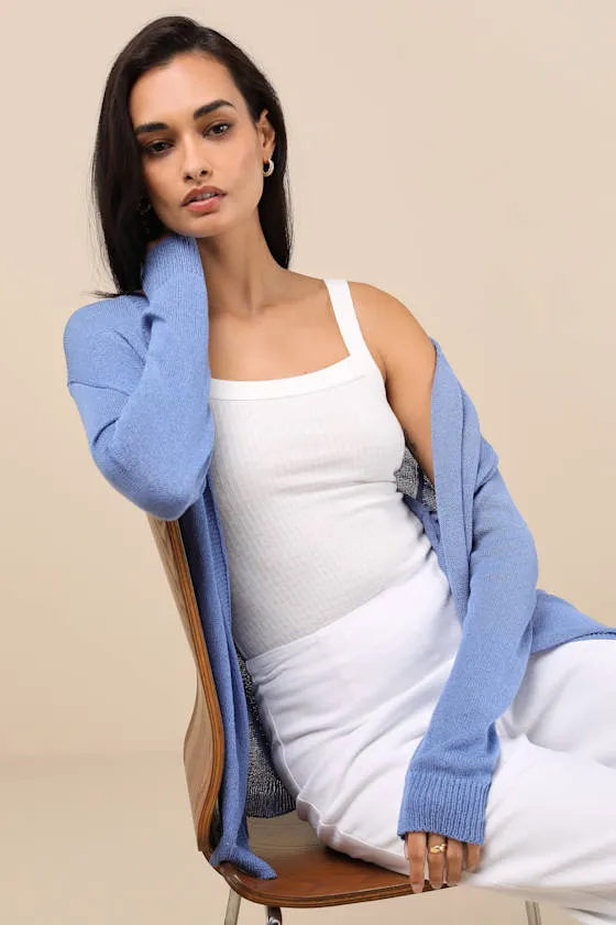 Maliha Blue Knit Cardigan Sweater sold by Lulus