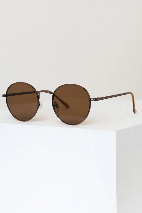 Agreed Bronze Round Sunglasses sold by Lulus product image thumbnail 2