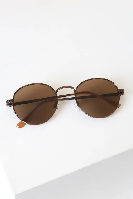 Agreed Bronze Round Sunglasses sold by Lulus product image thumbnail 4