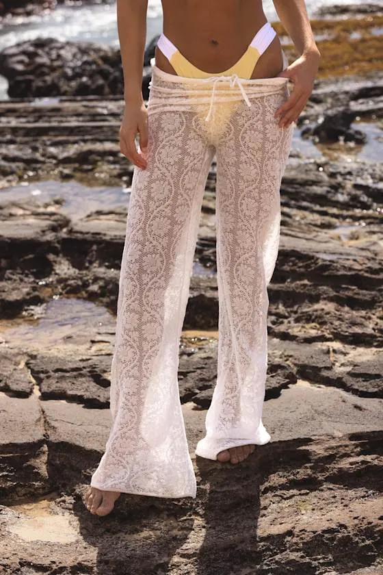 Island Cream Sheer Crochet Lace Cover-Up Pants sold by Lulus product image thumbnail 3
