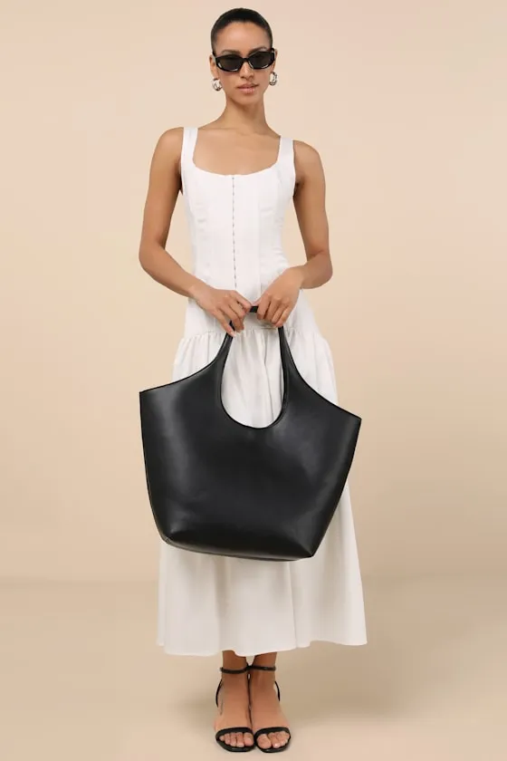 Altair Black Vegan Leather Tote Bag sold by Lulus