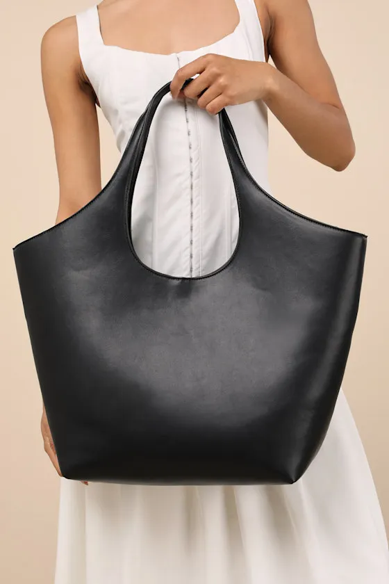 Altair Black Vegan Leather Tote Bag sold by Lulus product image thumbnail 3