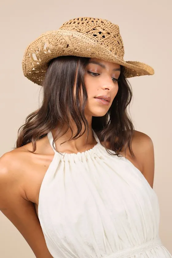 Rodeo Charm Tan Woven Cowboy Hat sold by Lulus