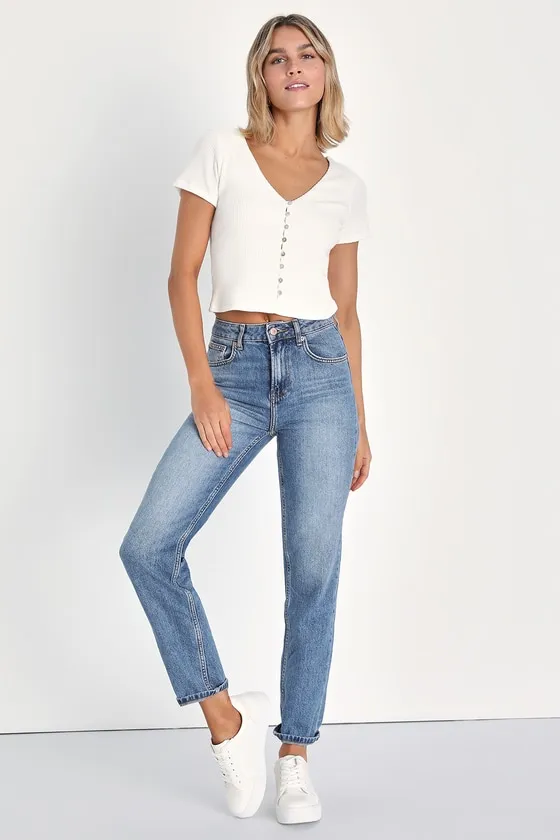 My Everyday Best Ivory Ribbed Short Sleeve Button-Front Top sold by Lulus product image thumbnail 2