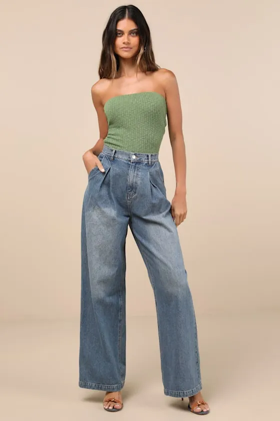 Lautaro Green Ribbed Strapless Crop Top sold by Lulus product image thumbnail 3