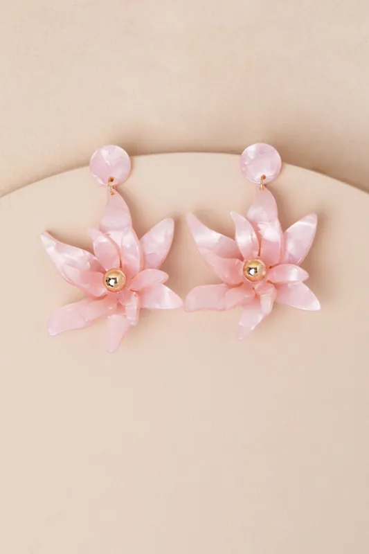 Amaryllis Pink Flower Statement Earrings sold by Lulus