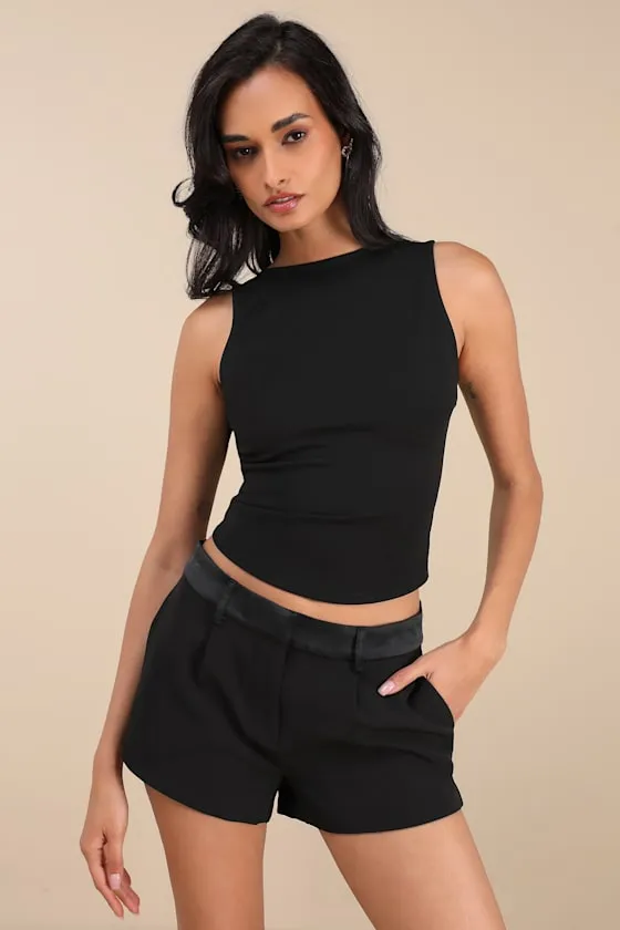 Fatima Black Backless Bow Top sold by Lulus