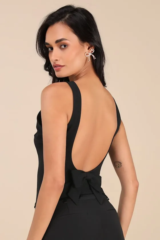 Fatima Black Backless Bow Top sold by Lulus product image thumbnail 2