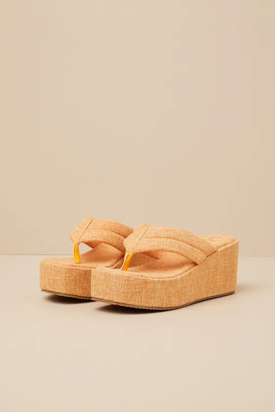 Averell Orange Woven Platform Thong Sandals sold by Lulus product image thumbnail 2