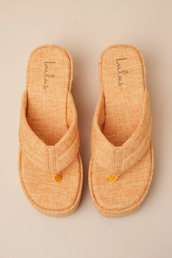 Averell Orange Woven Platform Thong Sandals sold by Lulus product image thumbnail 4
