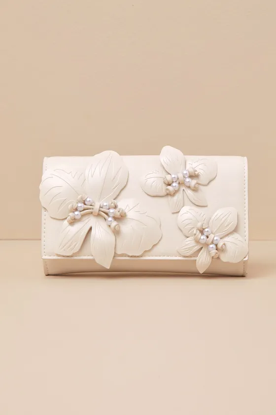 Full Bloom Cream Vegan Leather Floral Clutch sold by Lulus product image thumbnail 2