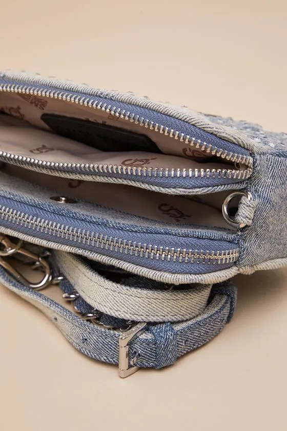 Daisy Blue Denim Rhinestone Crossbody Bag sold by Lulus product image thumbnail 4