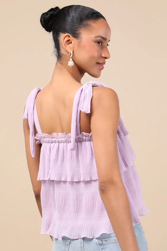 Tiers to Summer Lavender Tie-Strap Tiered Tank Top sold by Lulus product image thumbnail 2