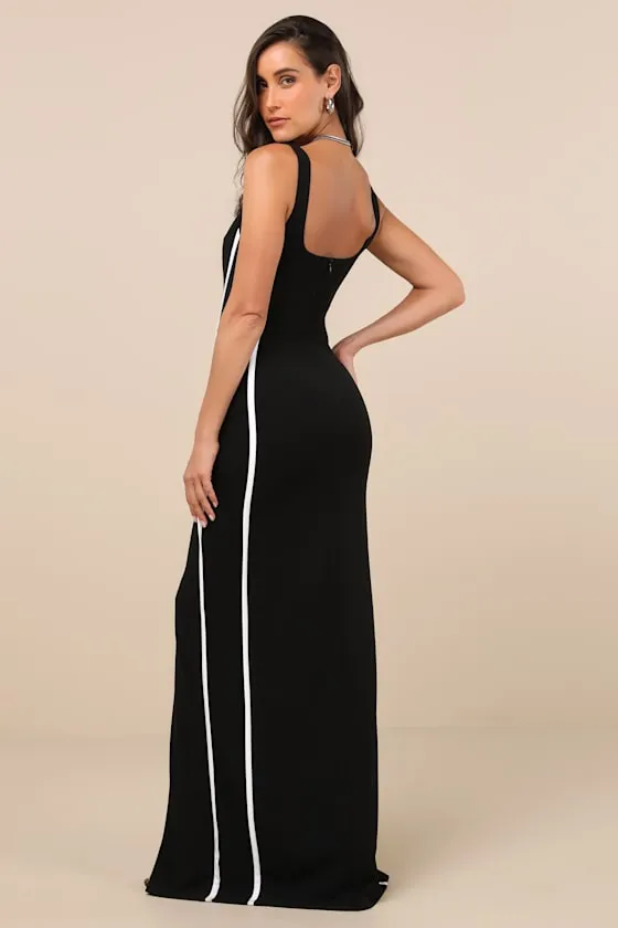 Neeva Black Front Slit Column Maxi Dress sold by Lulus product image thumbnail 2