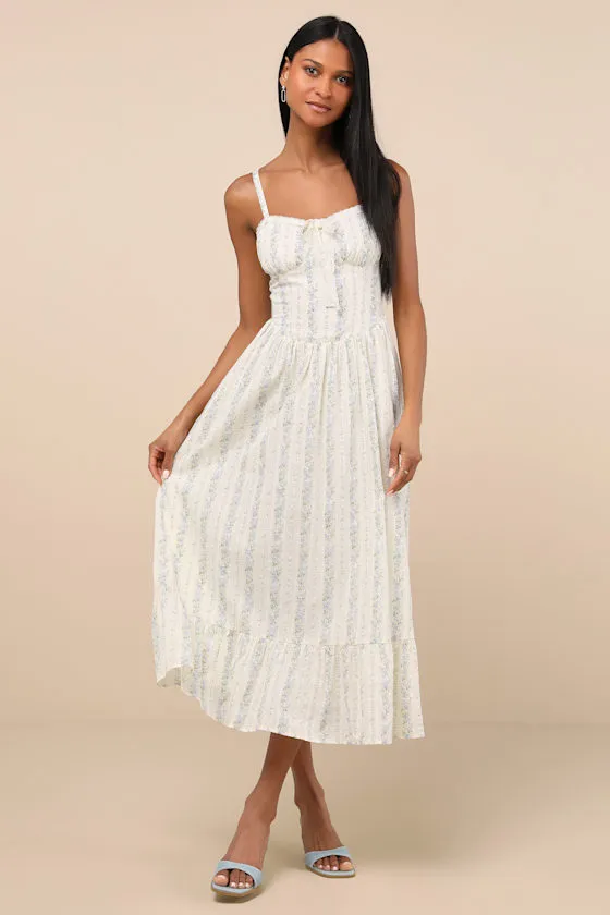 Odilie Cream Floral Lace Sleeveless Midi Dress sold by Lulus product image thumbnail 2