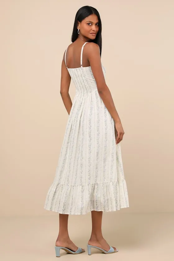 Odilie Cream Floral Lace Sleeveless Midi Dress sold by Lulus product image thumbnail 4