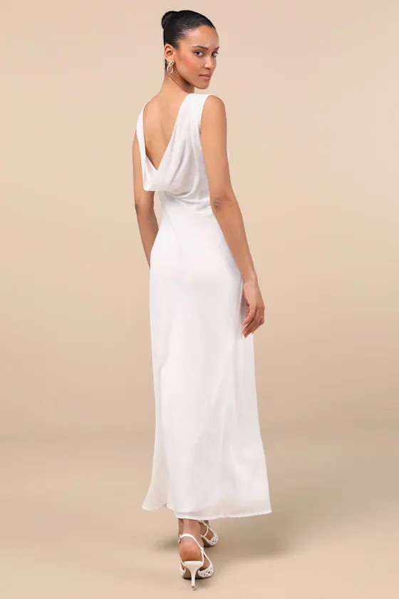 Yaneli White Boat Neck Cowl Back Maxi Dress sold by Lulus product image thumbnail 3