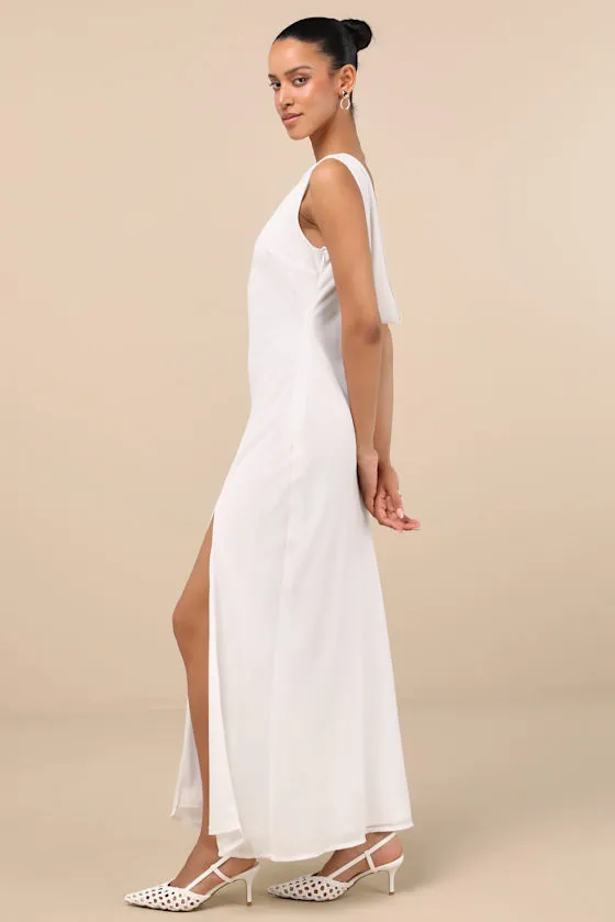 Yaneli White Boat Neck Cowl Back Maxi Dress sold by Lulus product image thumbnail 4