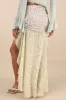 Eckhart Sage Green Paisley Print Ruched High-Low Maxi Skirt sold by Lulus