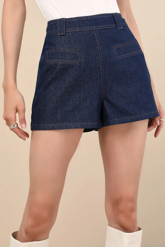 Isidore Dark Wash High-Waisted Shorts sold by Lulus product image thumbnail 2