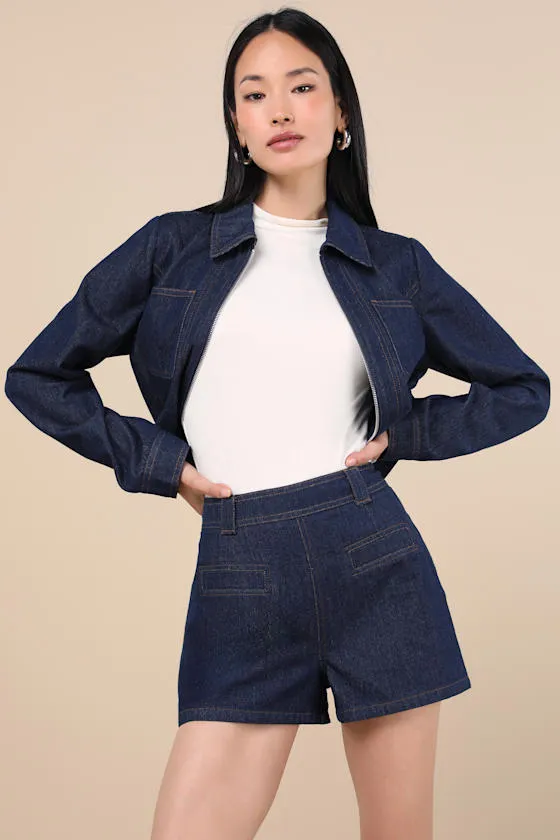 Isidore Dark Wash Collared Chore Jacket sold by Lulus product image thumbnail 3