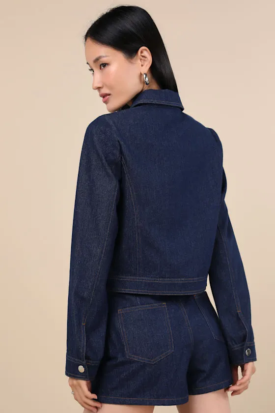 Isidore Dark Wash Collared Chore Jacket sold by Lulus product image thumbnail 4