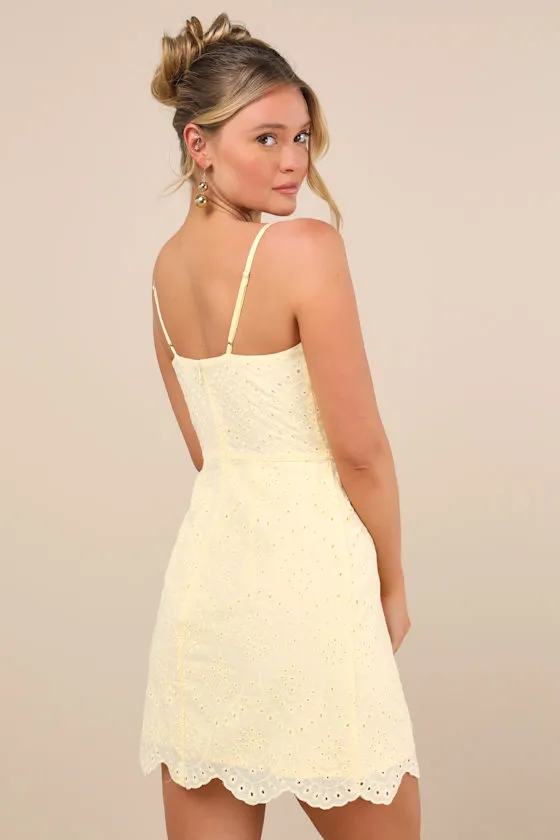 Modern Romantic Light Yellow Eyelet Lace Mini Dress sold by Lulus product image thumbnail 2