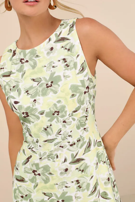 Alyvia Green Floral Sleeveless Mini Dress sold by Lulus product image thumbnail 4