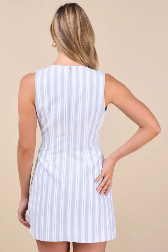 Alyvia Blue and White Striped Sleeveless Mini Dress sold by Lulus product image thumbnail 2