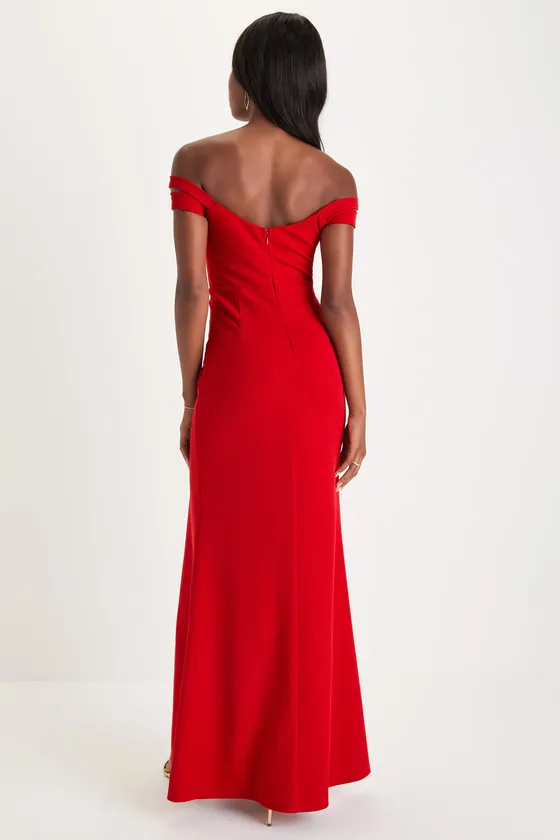 Alluring Vision Red Notched Off-The-Shoulder Maxi Dress sold by Lulus product image thumbnail 3