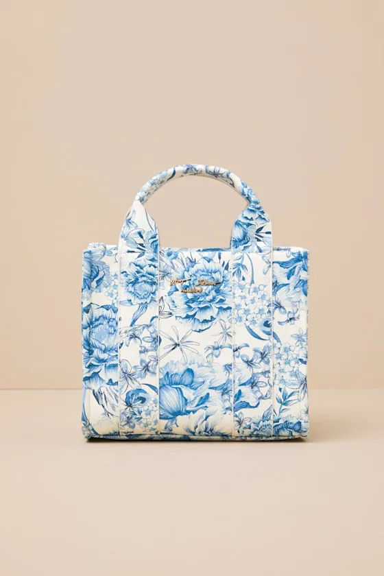 Toile Blue Crossbody Mini Tote Bag sold by Lulus product image thumbnail 2
