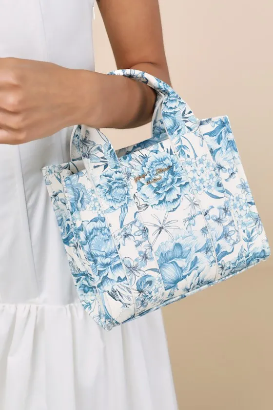 Toile Blue Crossbody Mini Tote Bag sold by Lulus product image thumbnail 3