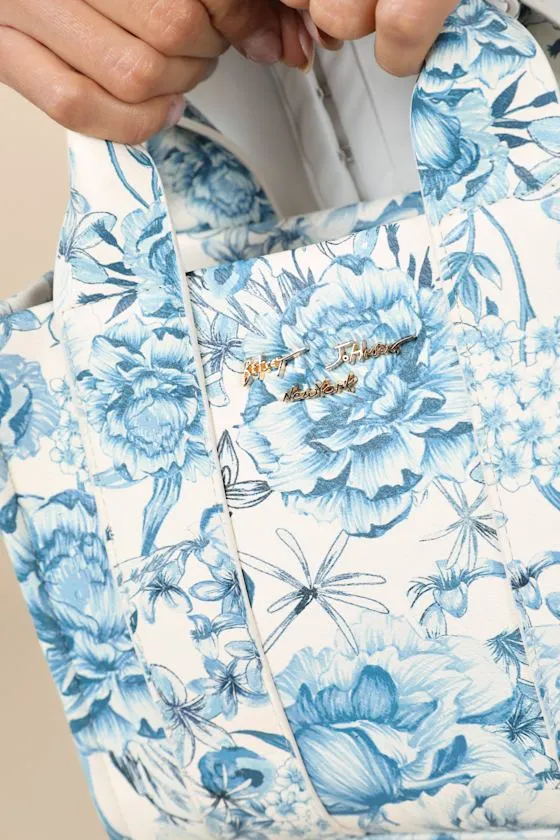 Toile Blue Crossbody Mini Tote Bag sold by Lulus product image thumbnail 4